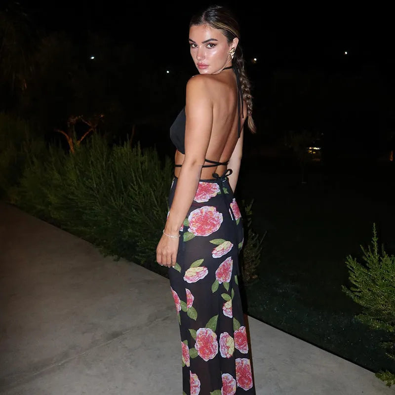 2024 Summer Low Waist Printed Mesh Skirt Sheath - Bellarte Enchanté 2024 Summer Low Waist Printed Mesh Skirt Sheath