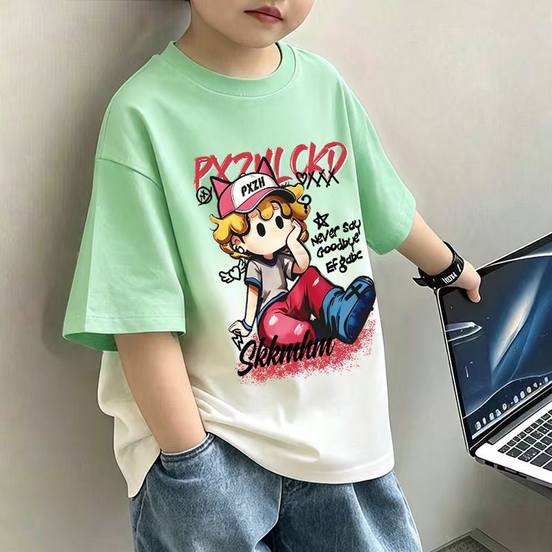 Children's Color-Blocked Short Sleeve T-Shirt Boy