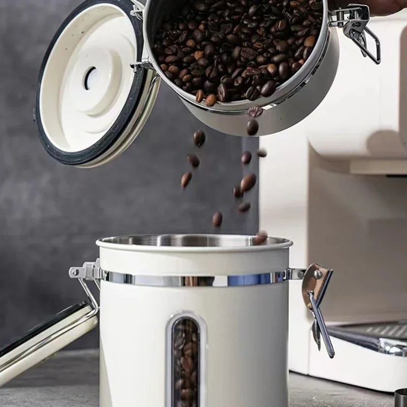 Stainless Steel Coffee Beans Sealed Jar Vacuum Storage Container Large Capacity Grains Tea Nut Snack Keep F Resh Storage Jar