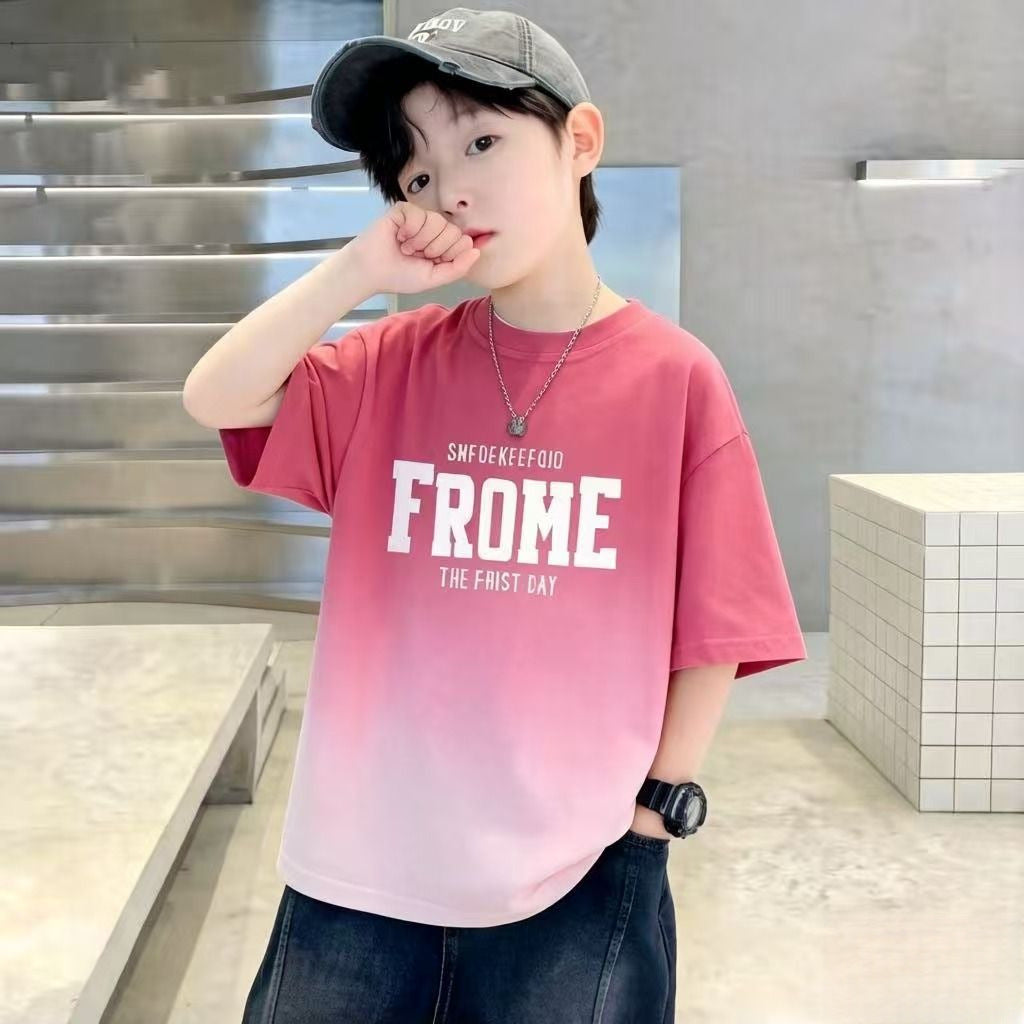 Boys' "FROME" Graphic Print T-Shirt – Loose Fit Short Sleeve Tee for Kids | 120–170