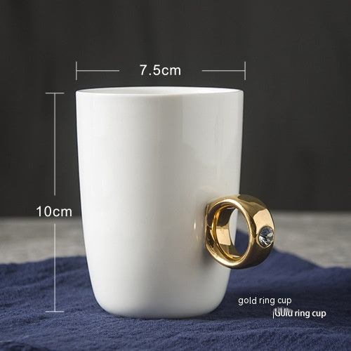 Creative Solid Color Ring Handle Ceramic Cup