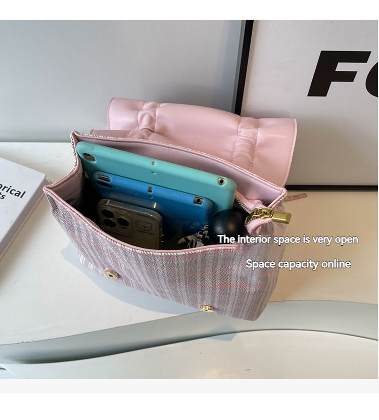 Spring Popular Fashion Bowknot Soft Leather Cute Large Capacity Versatile Commuter Hand-carrying Bag