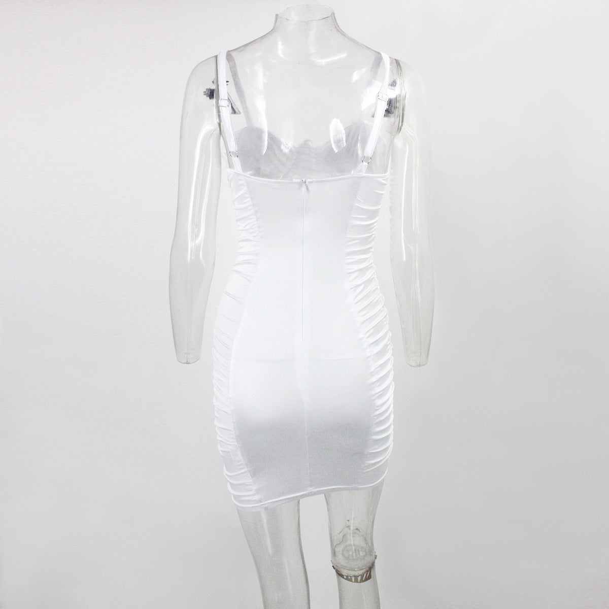 Pleated dress with suspenders