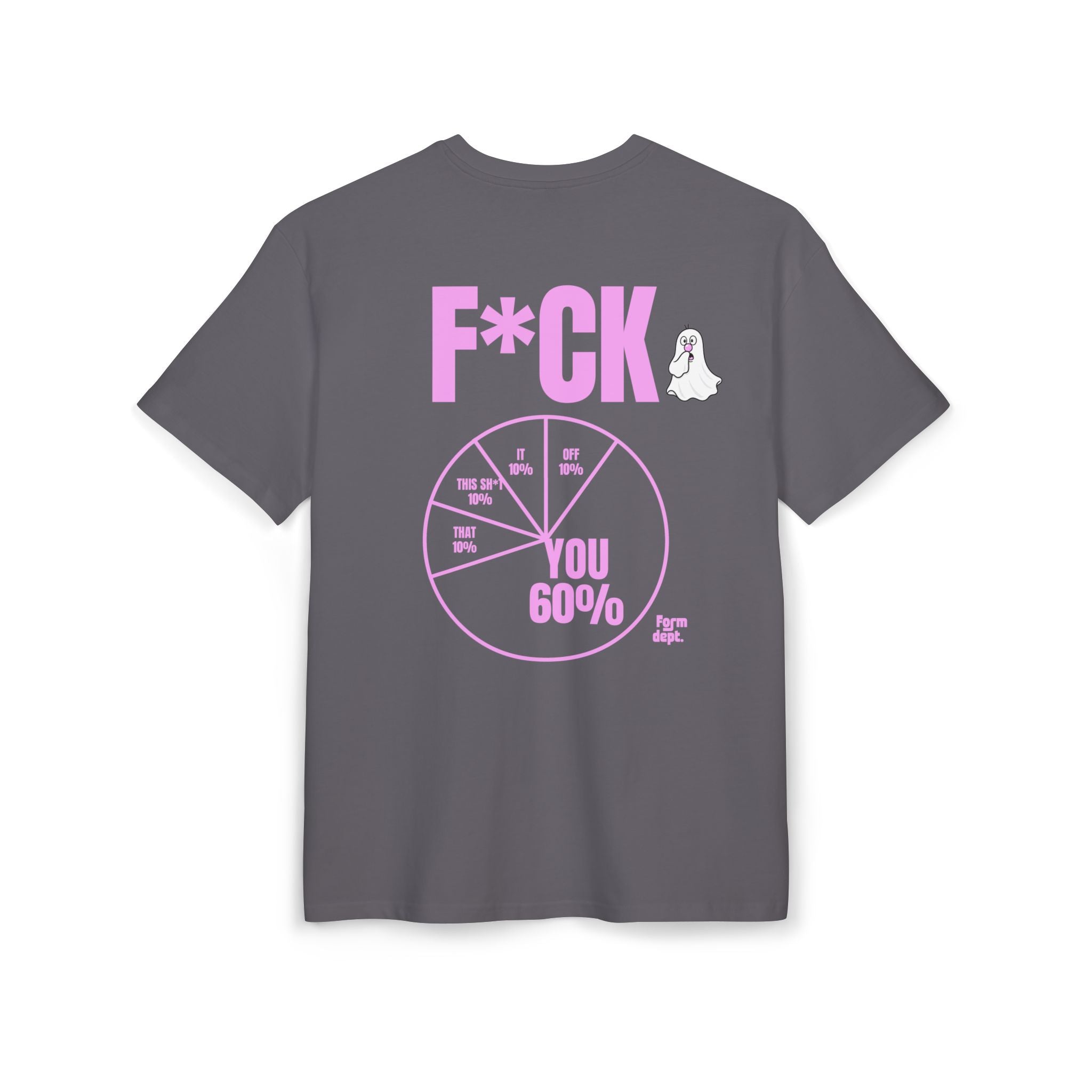 Camiseta oversize unisex «F*CK You 60%» con estampado rosa – vista 5 – Form Dept.