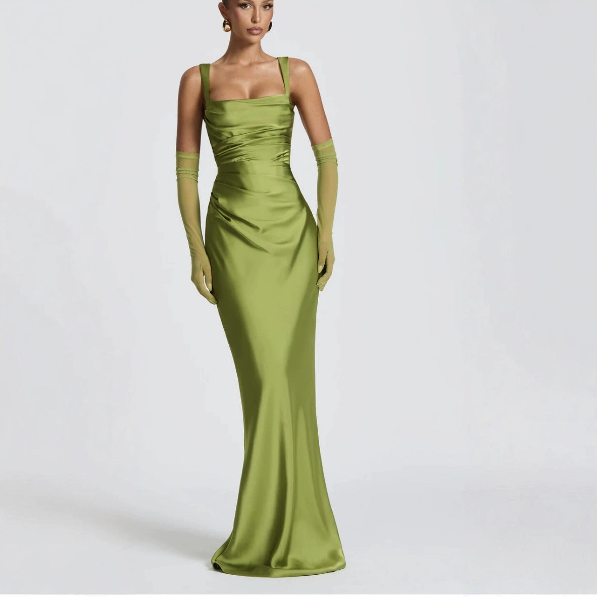 Sleeveless Sling Maxi Dress - Elegant High-Waist Design