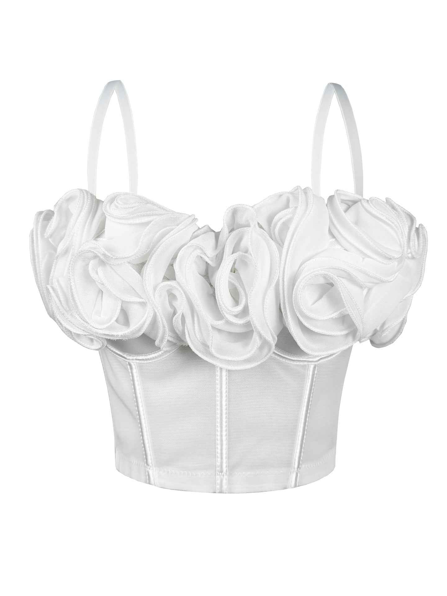 New Three-Dimensional Flower Fishbone Bra Pure Desire Tube Top Mesh Breathable Inner Fishbone Top Sexy Suspender Belt