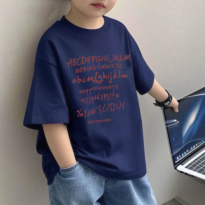 Children's Letter Print Short Sleeve T-Shirt