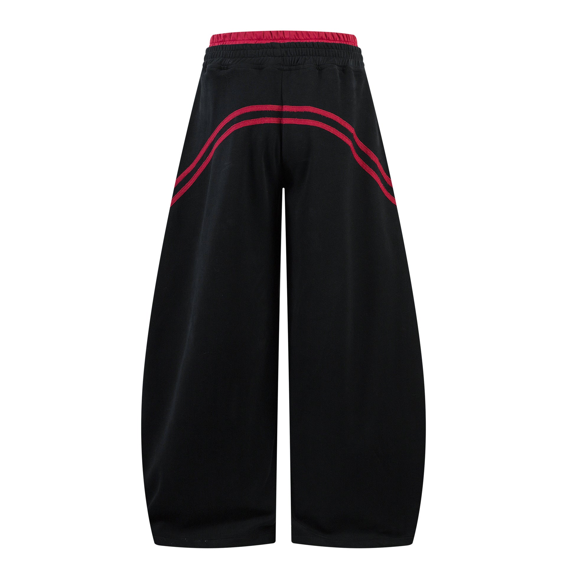 Stripe contrasting splicing double-layer curved knife casual pants