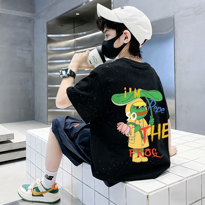 Children's Pure Short Sleeve T-Shirt Boys Top Medium to Large Kids