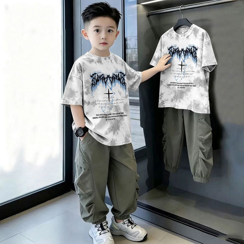 Casual Loose Printed Short Sleeve Letter T-Shirt for Kids