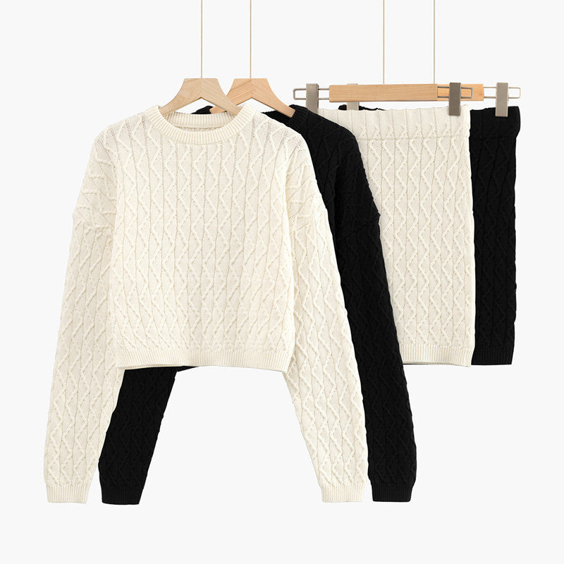 Spring And Autumn Retro Twist Knitted Round Neck Loose Pullover Sweater
