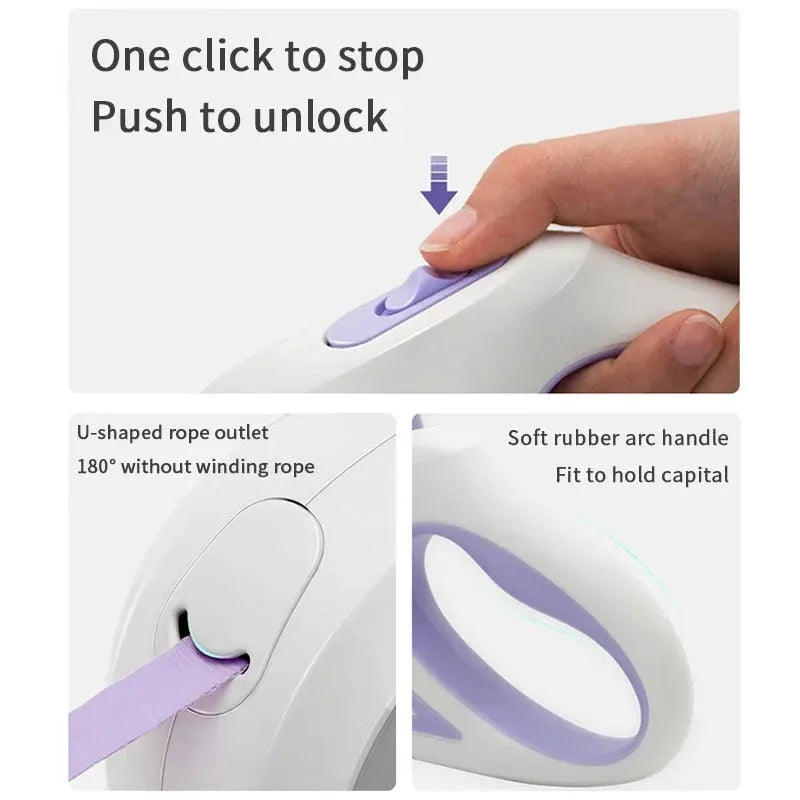 3 And 5M Dog Leash Light Retractable Pet Leads Traction Rope Belt Durable Large Dog Walk Run Leash Lead Automatic Cat Lead Extension - Bellarte Enchanté 3 And 5M Dog Leash Light Retractable Pet Leads Traction Rope Belt Durable Large Dog Walk Run Leash Lead Automatic Cat Lead Extension