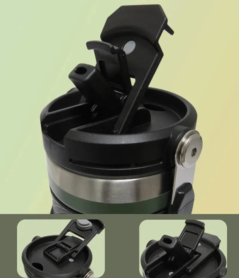 304 Stainless Steel Vacuum Cup With Double Drinking Mouth Design - Bellarte Enchanté 304 Stainless Steel Vacuum Cup With Double Drinking Mouth Design