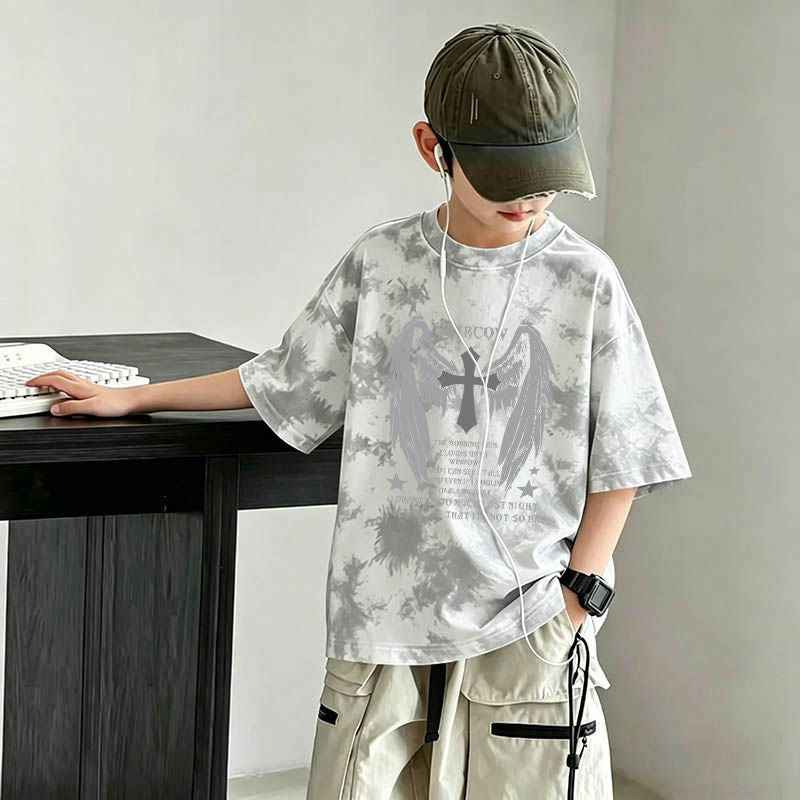 Children's Short Sleeve T-Shirt Loose Half Sleeve Casual Kids Clothes for Boys