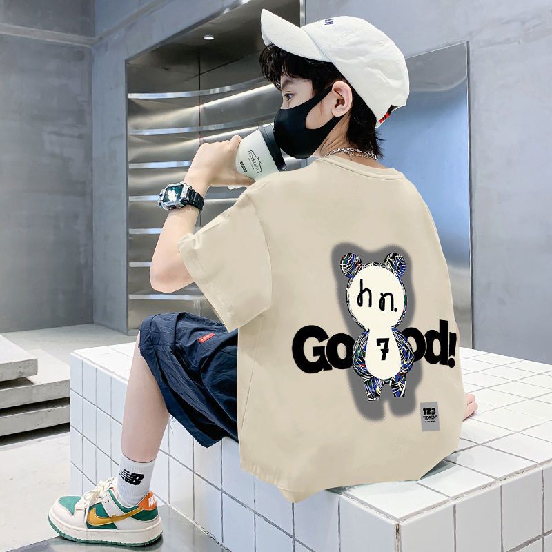Kids' Boys Short Sleeve T-Shirt Front and Back Print  Children's Baby Half Sleeve Top for Medium to Big Kids