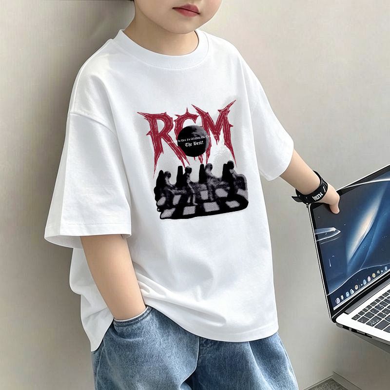 Boys' Letter Print T-Shirt – Casual Short Sleeve Cotton Tee for Kids | 120–170