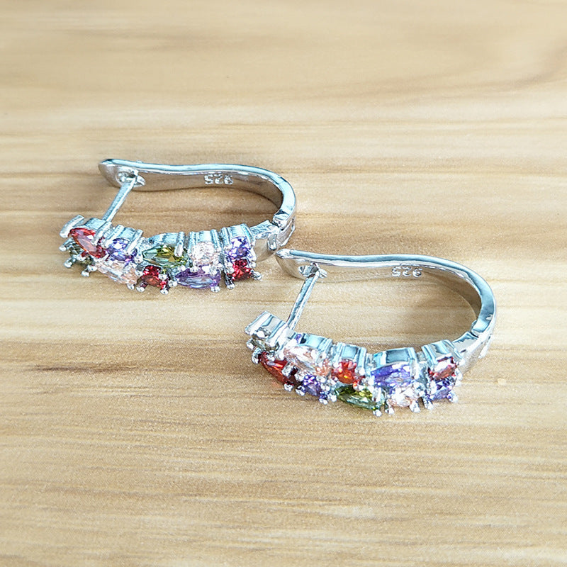 Hypoallergenic electroplating colored zircon earrings