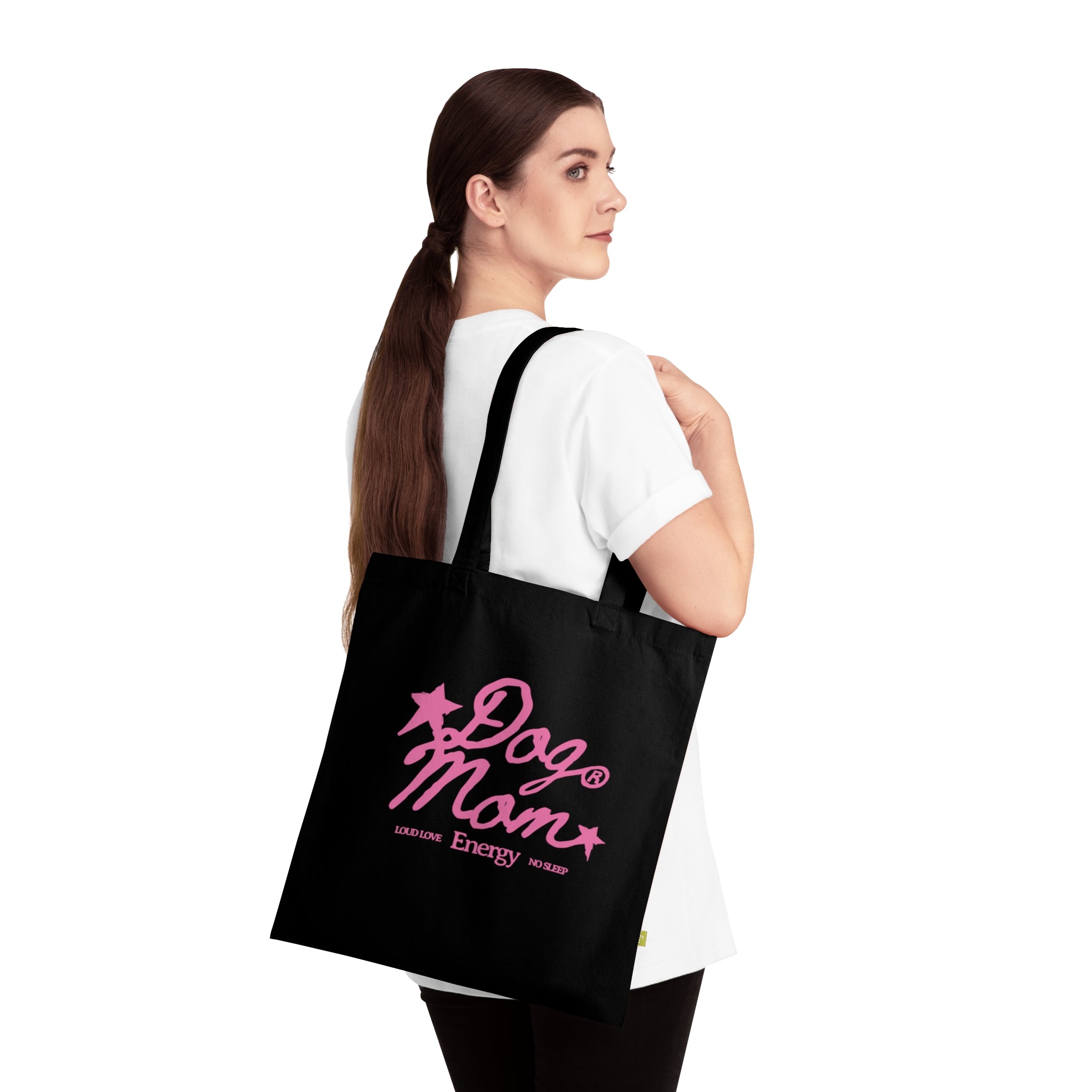 Dog Mom Organic Cotton Tote Bag – Pink Dog Lover Gift