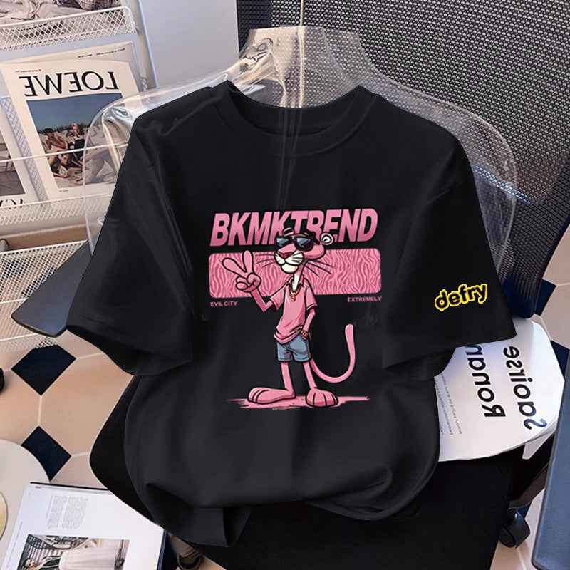 Boy's Short Sleeve T-Shirt Pink Panther Stylish Casual Top