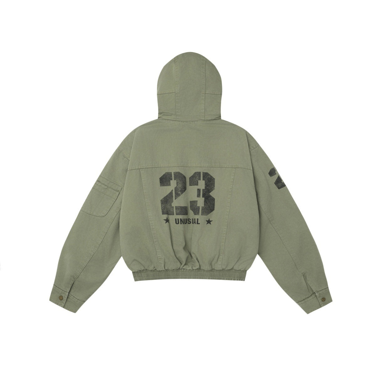 Washing lamb wool workwear with standing collar and hooded cotton jacket