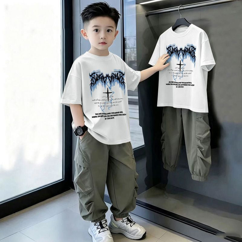 Casual Loose Printed Short Sleeve Letter T-Shirt for Kids
