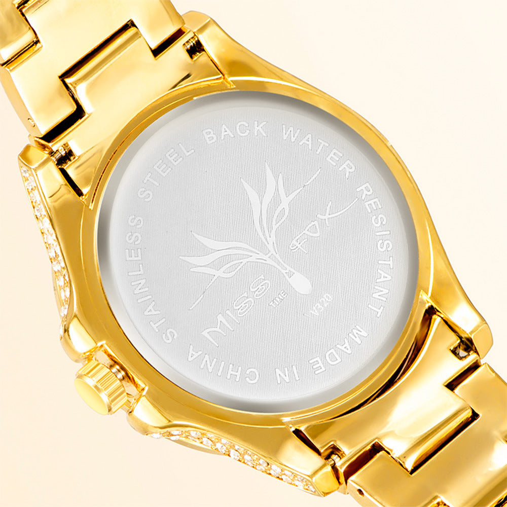 American Full Diamond Business Men's Women Waterproof Quartz Watch