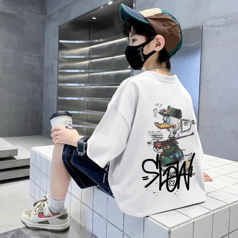 Boys' Short Sleeve T-Shirt  Cartoon Print Top