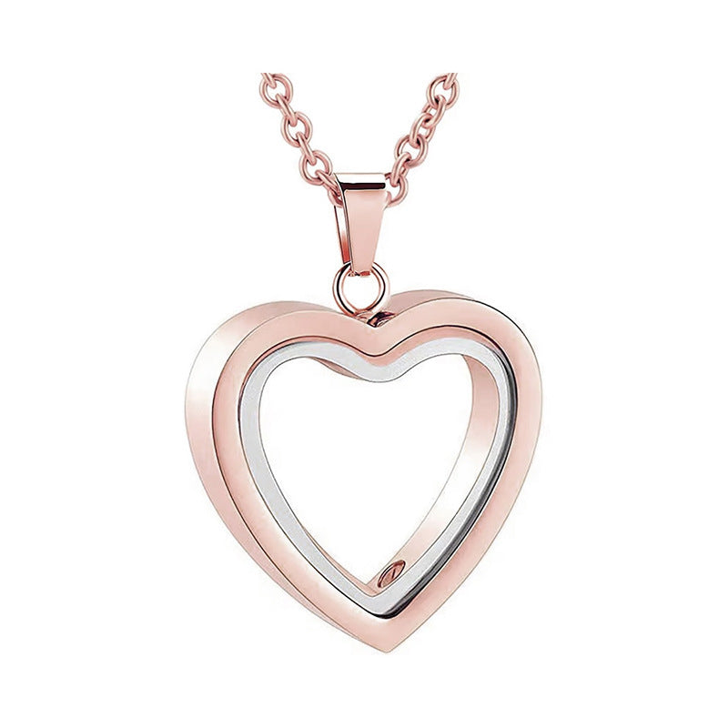 Peach Heart Four-color Cremains Pendant Openable Glass Photo Frame