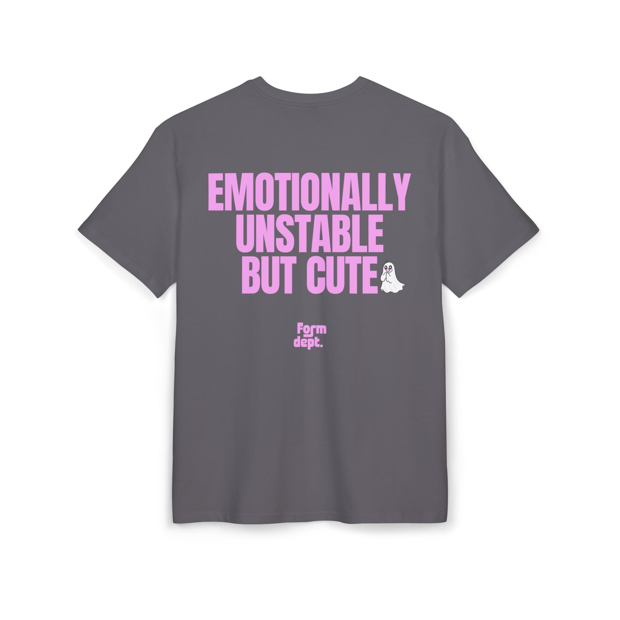 Camiseta oversize unisex «Emotionally Unstable But Cute» – estampado rosa