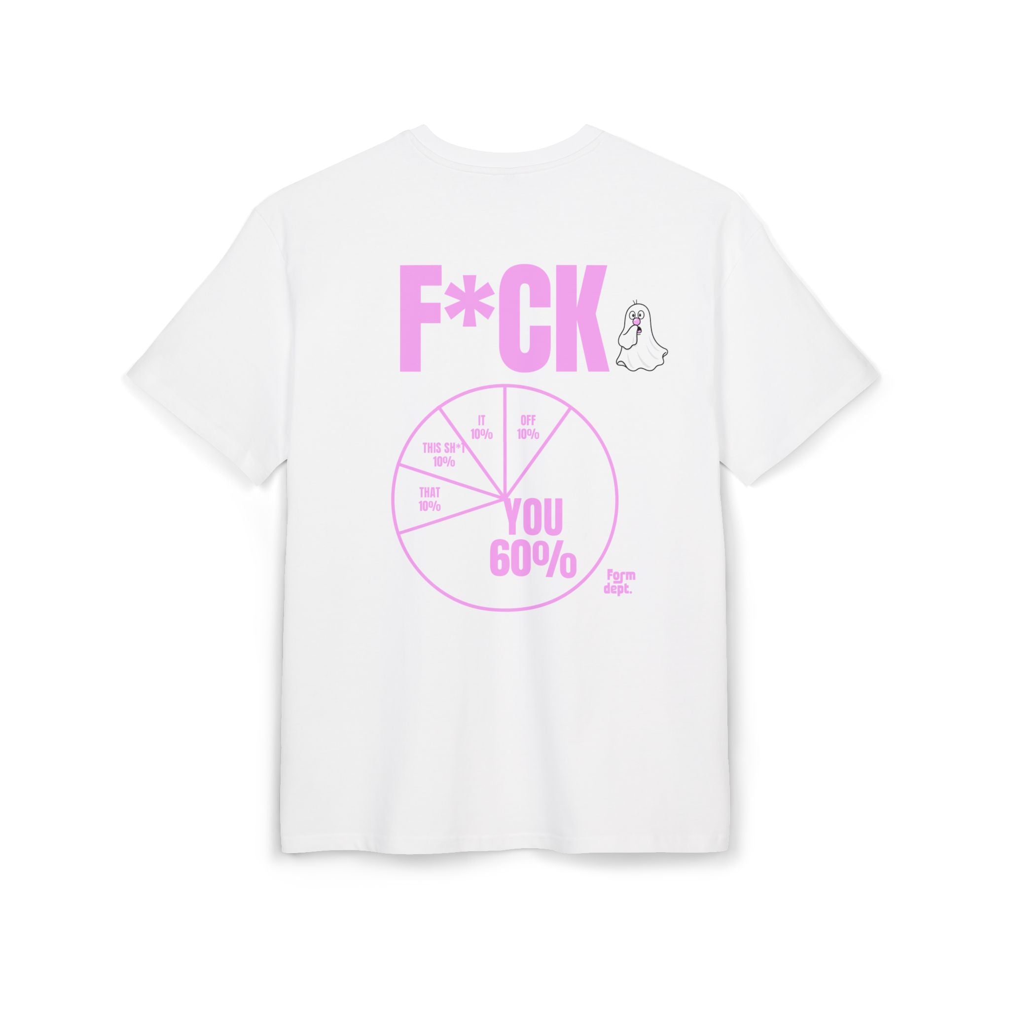Camiseta oversize unisex «F*CK You 60%» con estampado rosa – vista 2 – Form Dept.