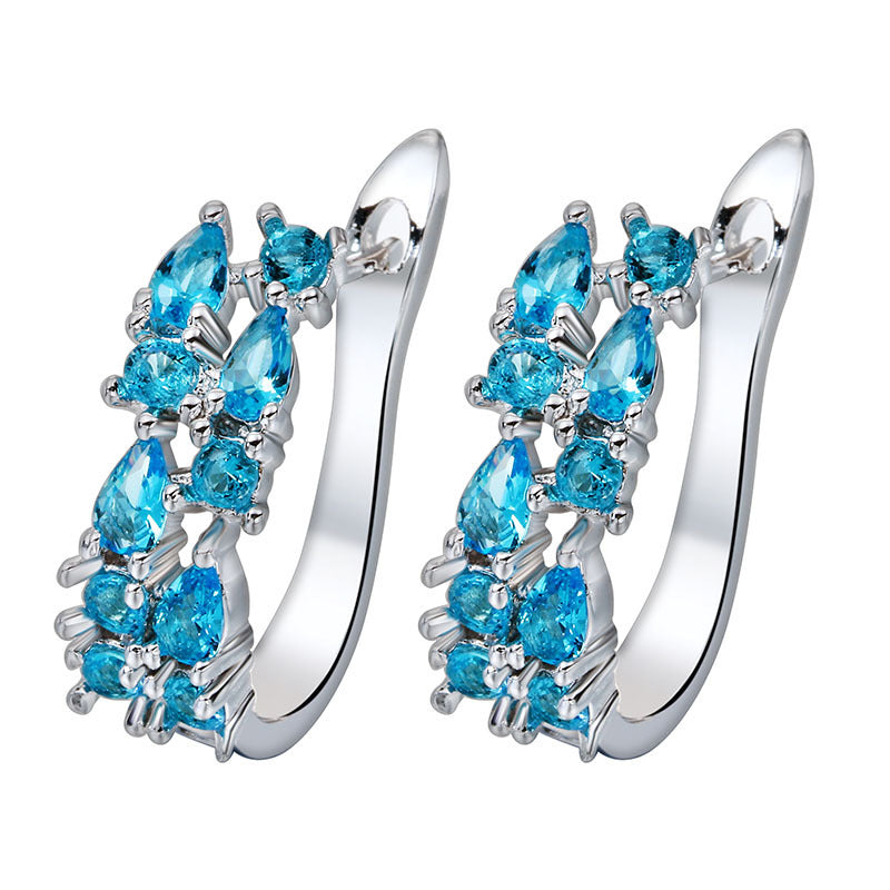 Hypoallergenic electroplating colored zircon earrings