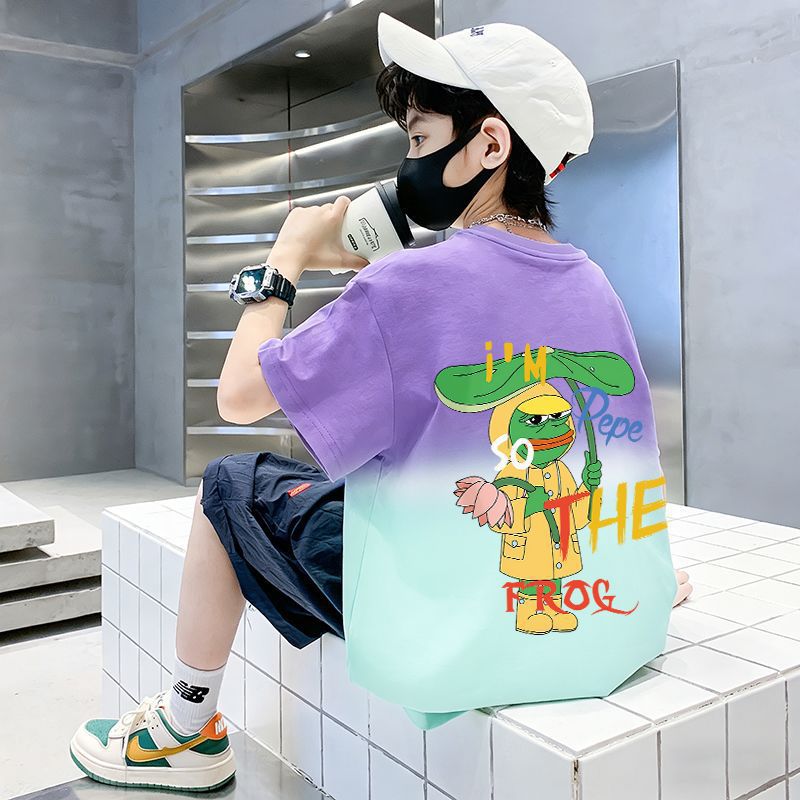Children's Pure Short Sleeve T-Shirt Boys Top Medium to Large Kids