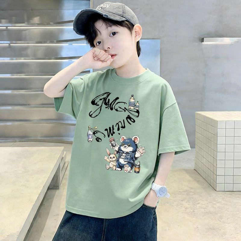 Kids' Short Sleeve T-Shirt Dyeing Half Sleeve Trendy Children's Clothing Top