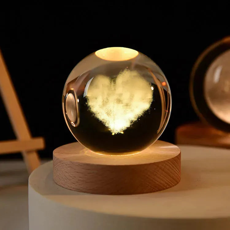 3D Luminous Inner Carved Crystal Ball Night Light Desktop Decoration - Bellarte Enchanté 3D Luminous Inner Carved Crystal Ball Night Light Desktop Decoration