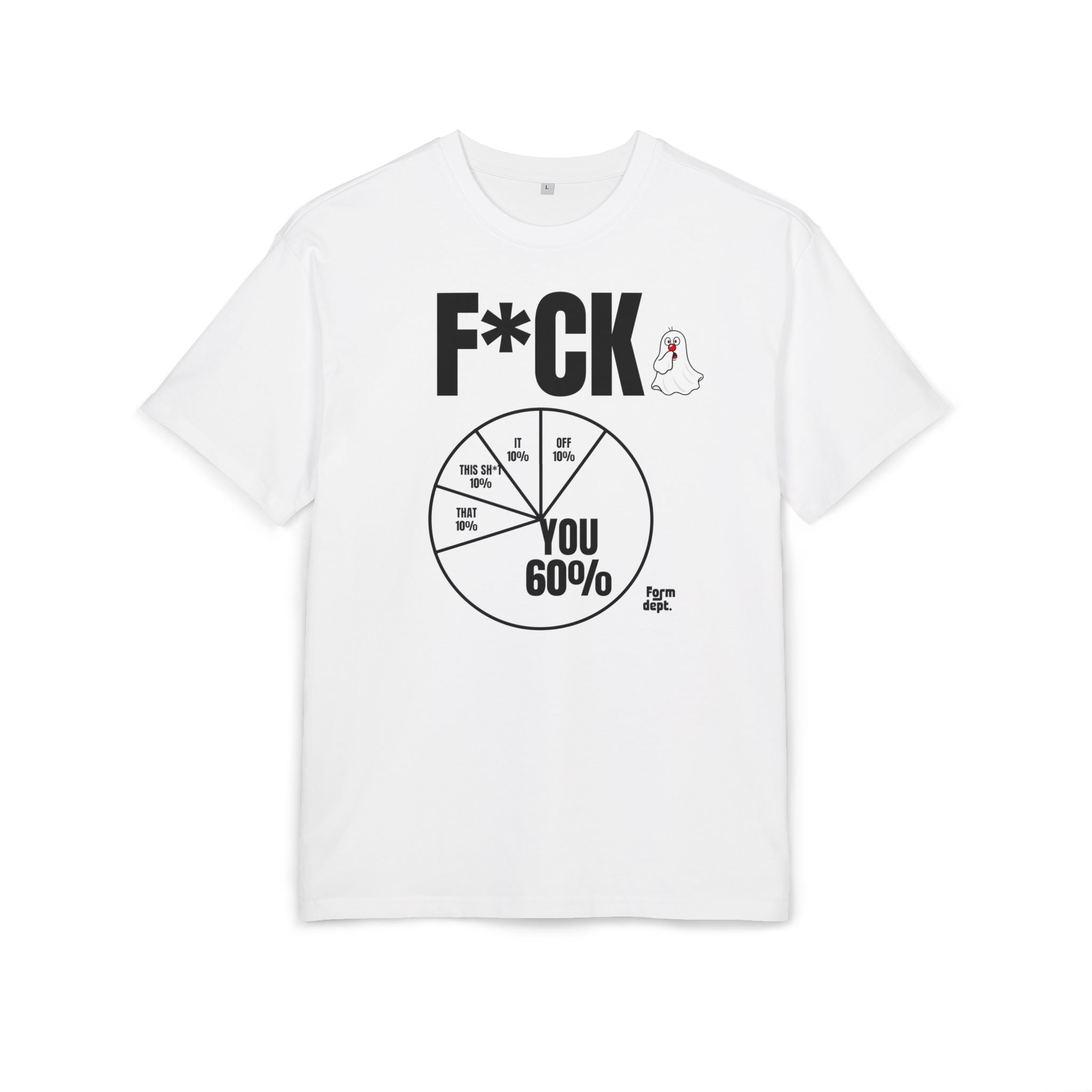 Camiseta oversize unisex «F*CK You 60%» con estampado negro y rojo en la parte delantera – Form Dept.
