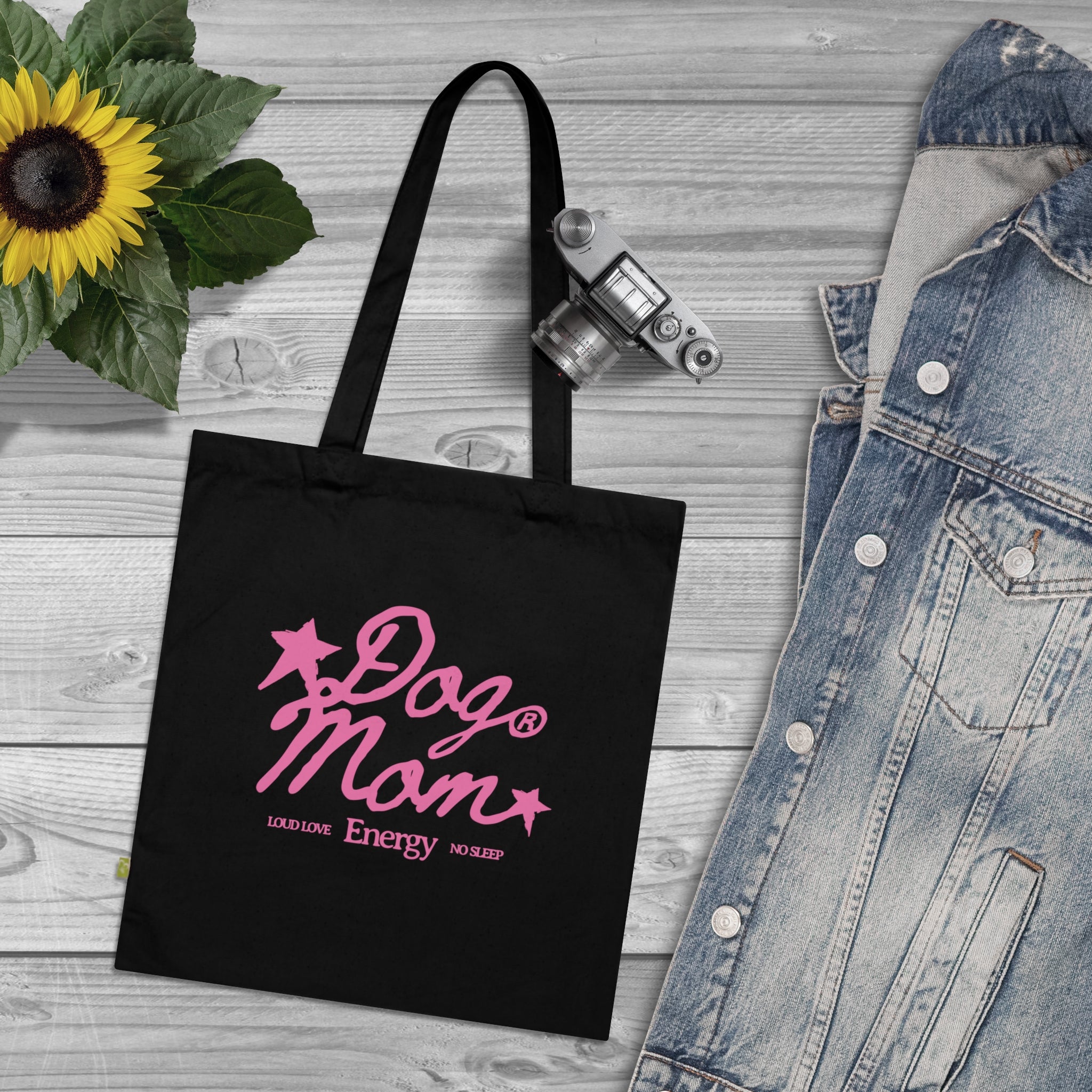 Dog Mom Organic Cotton Tote Bag – Pink Dog Lover Gift