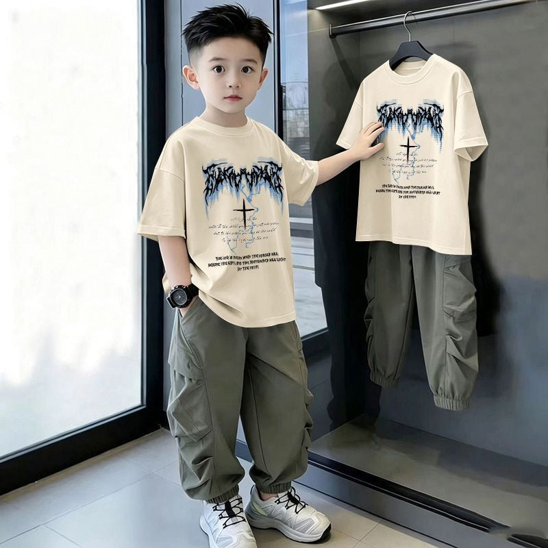 Casual Loose Printed Short Sleeve Letter T-Shirt for Kids