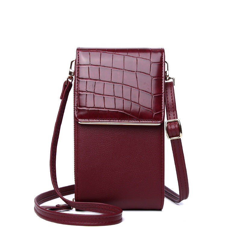 One-shoulder Oblique Cross-covered Mini Stone Grain Coin Purse