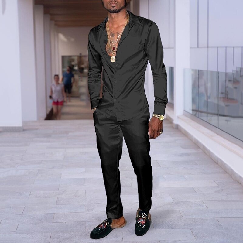 Hip Hop Style Fashion 3D Printing Casual Long Sleeve Shirt Suit