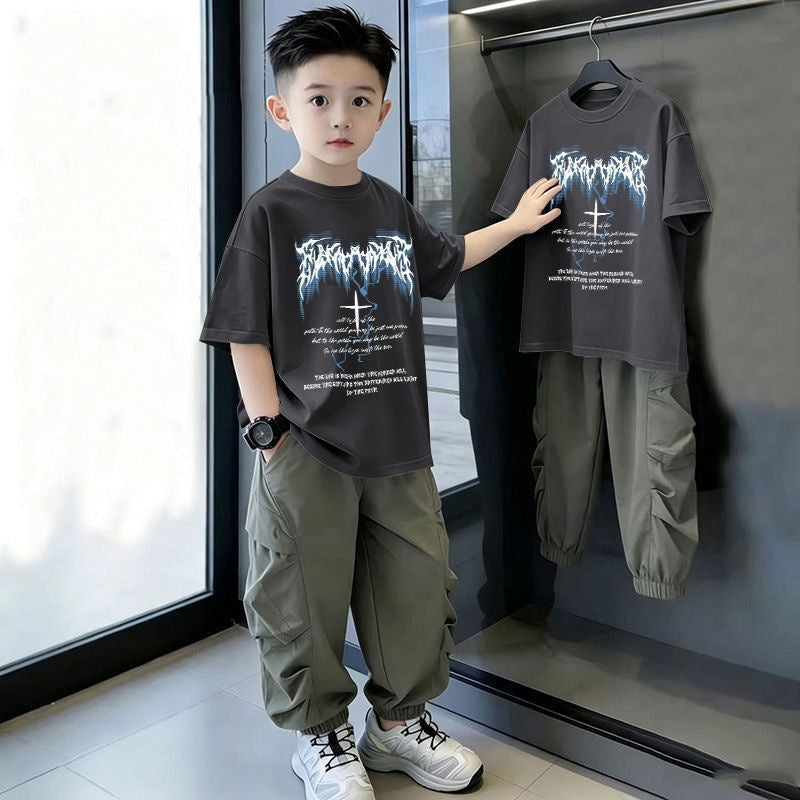 Casual Loose Printed Short Sleeve Letter T-Shirt for Kids