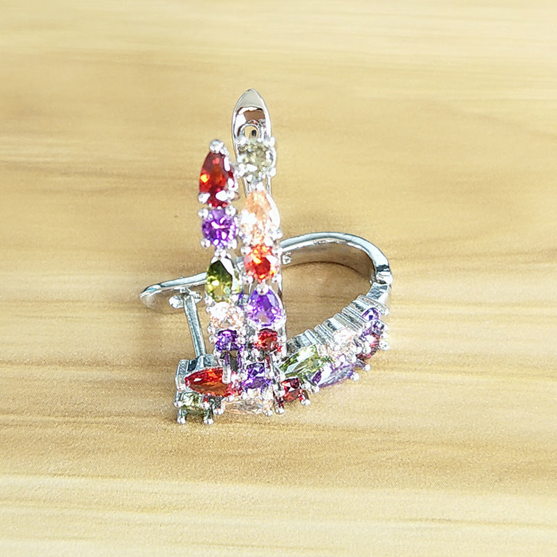 Hypoallergenic electroplating colored zircon earrings