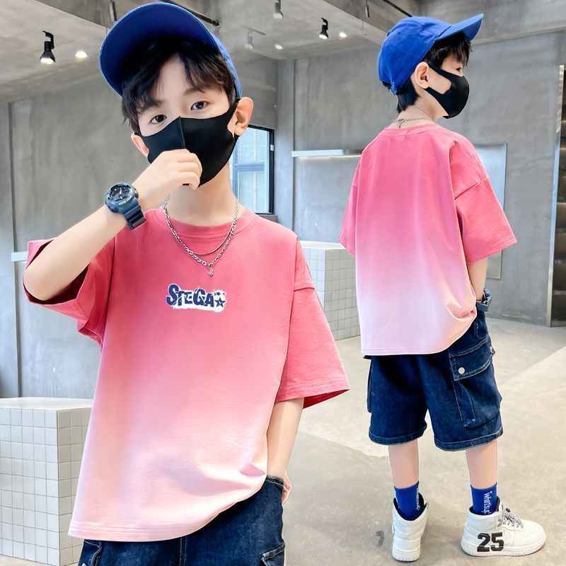 Boy's Short Sleeve T-Shirt Pure Casual Cool Style Mid to Large Kids