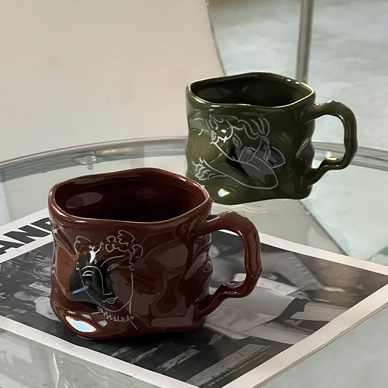 Creative, High-end Mug With Textured, Hand-painted Design