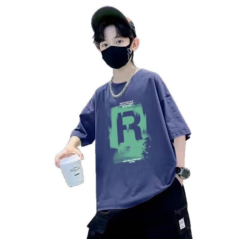Children's Short Sleeve T-Shirt Letter Print Top for Boys Pure  Casual Kids' Clothing