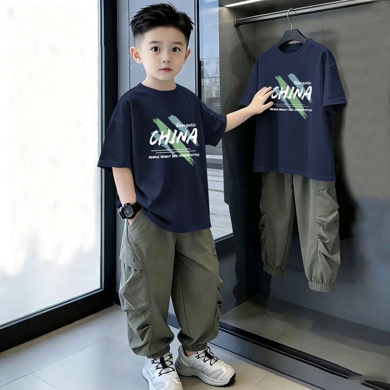 Casual Loose Printed Short Sleeve Letter T-Shirt for Kids