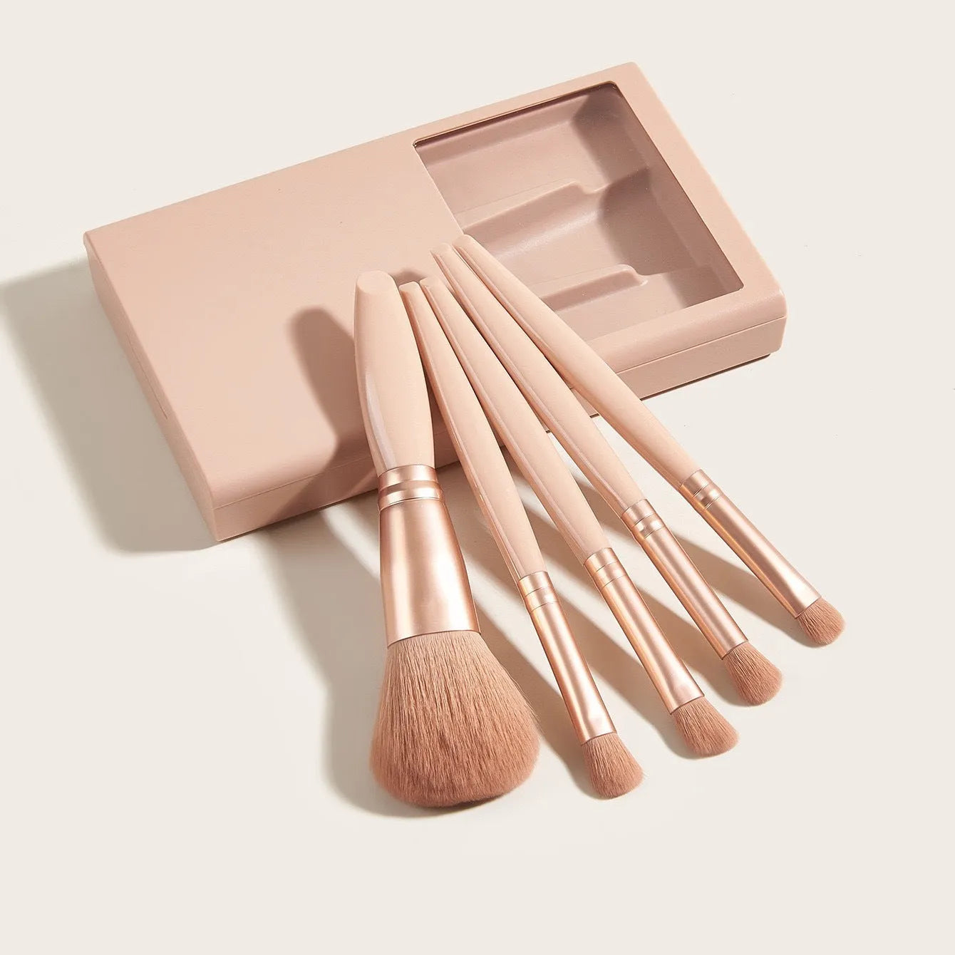 5 PCs Makeup Brushes With Mirror Travel Set - Bellarte Enchanté 5 PCs Makeup Brushes With Mirror Travel Set