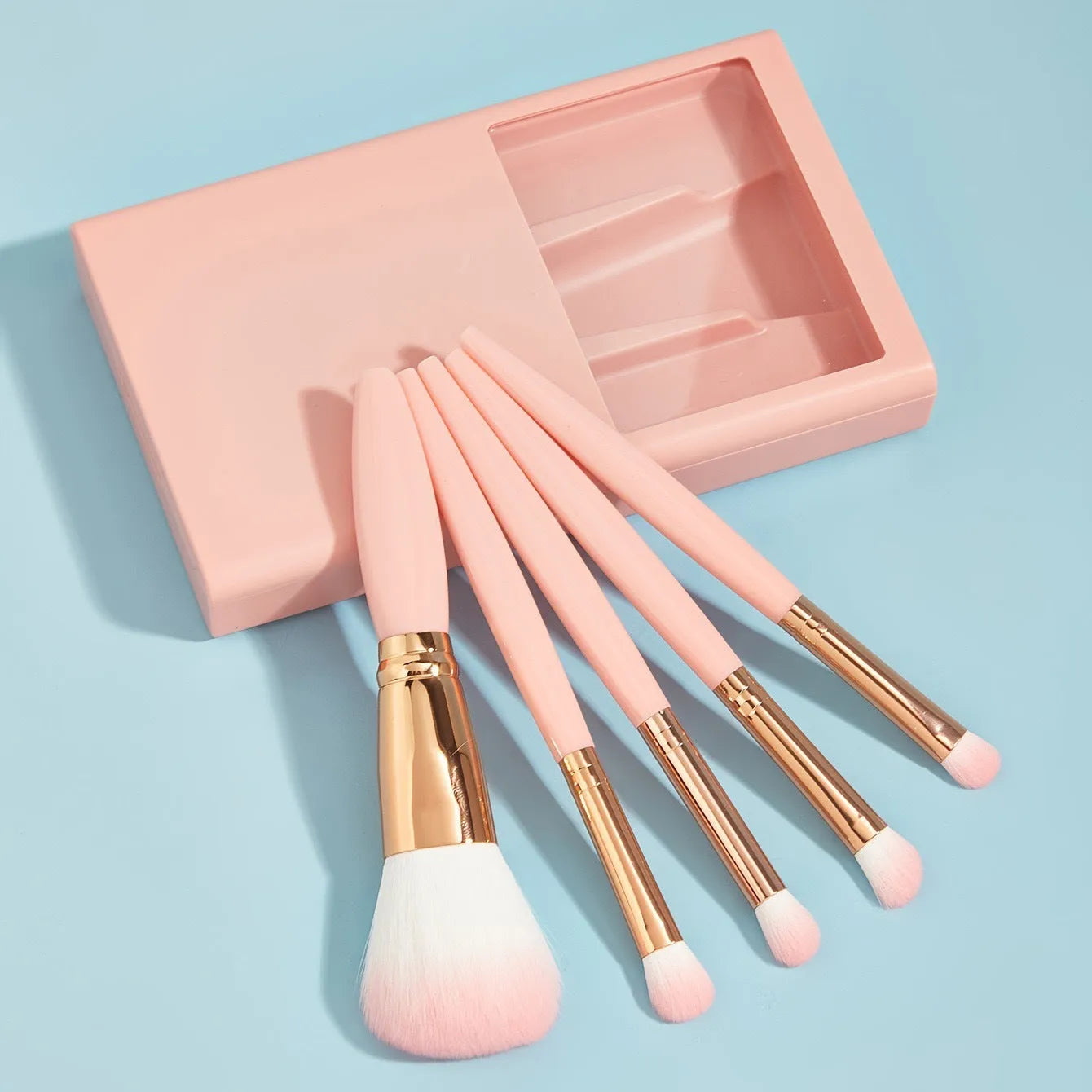 5 PCs Makeup Brushes With Mirror Travel Set - Bellarte Enchanté 5 PCs Makeup Brushes With Mirror Travel Set