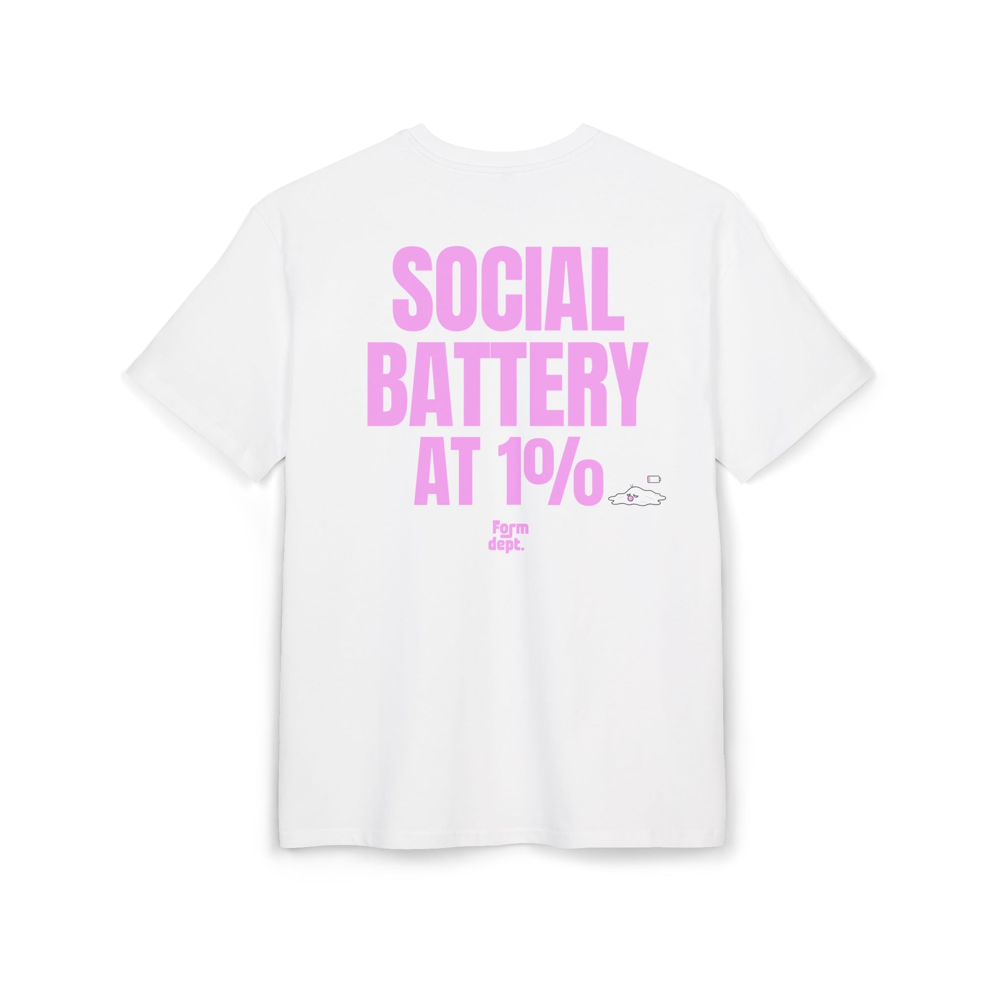 Unisex Social Battery at 1% Oversized Tee Funny T-Shirt Oversized