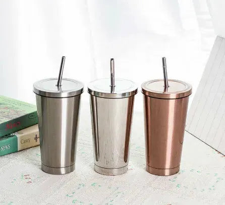 500ML Stainless Steel Empty Tumbler Coffee Cup Mug with Straw Lids Drinking Bottles - Bellarte Enchanté 500ML Stainless Steel Empty Tumbler Coffee Cup Mug with Straw Lids Drinking Bottles