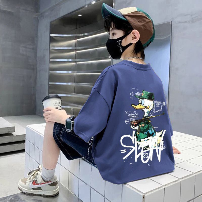 Boys' Short Sleeve T-Shirt  Cartoon Print Top